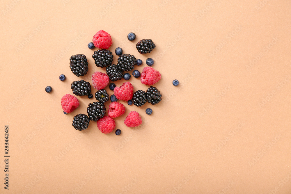 Ripe sweet berries on color background Ripe sweet berries on color background