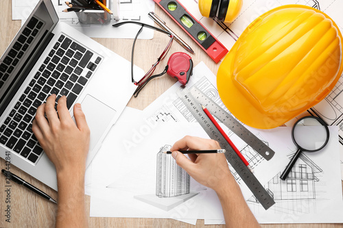 Male architect working at t...