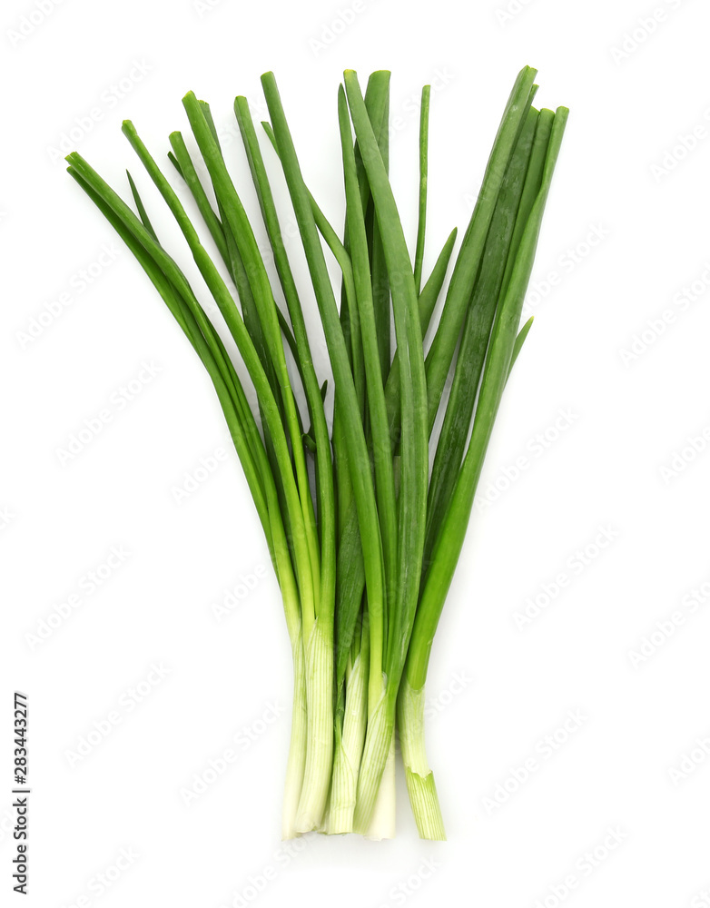 Fresh green onion on white background Fresh green onion on white background
