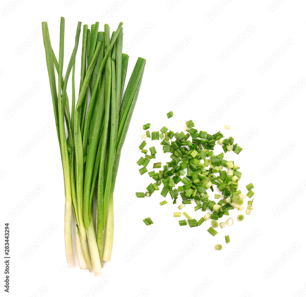 Fresh green onion on white background Fresh green onion on white background