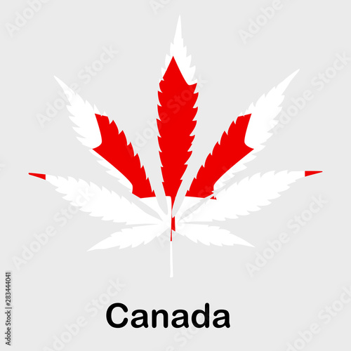 Flag in the form of a cannabis leaf. The concept of legalization of marijuana, cannabis in Canada
