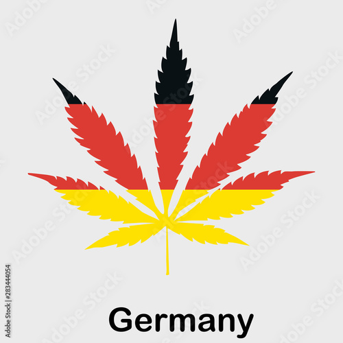 Flag in the form of a cannabis leaf. The concept of legalization of marijuana, cannabis in Germany