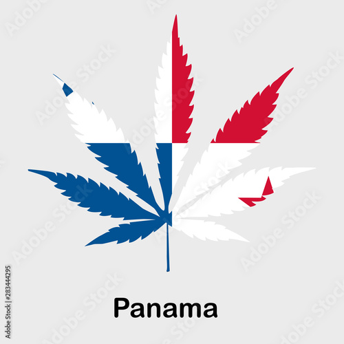 Flag in the form of a cannabis leaf. The concept of legalization of marijuana, cannabis in Panama