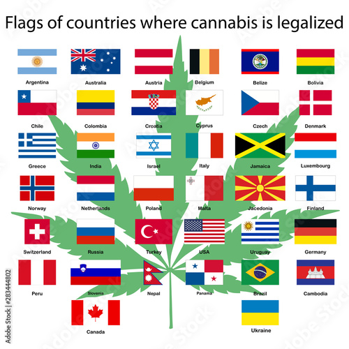 Wallpaper Mural A set of flags of countries where marijuana is legalized, cannabis Torontodigital.ca