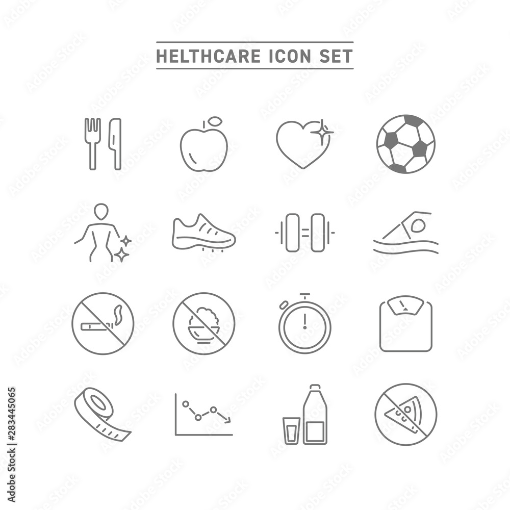 HEALTHCARE AND FITNESS ICON SET