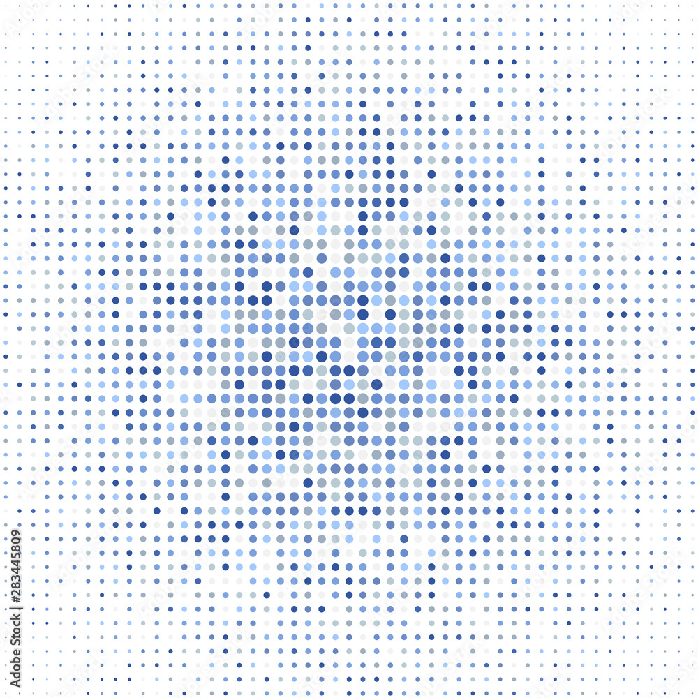 Mosaic with blue dots on white background