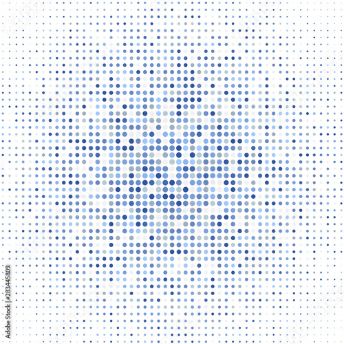 Mosaic with blue dots on white background
