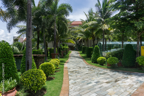 garden with palm trees,Resort Hotel