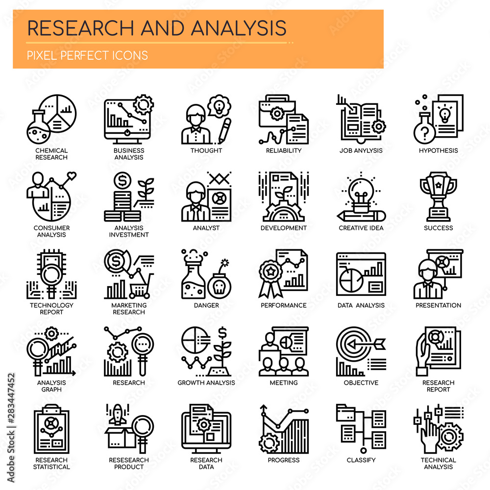 Research and Analysis , Thin Line and Pixel Perfect Icons