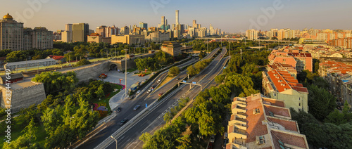 Photography Beijing aerial view of famous landmarks from roof top.
