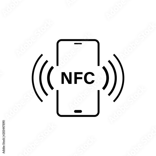 NFC smartphone connection icon isolated on white background. photo