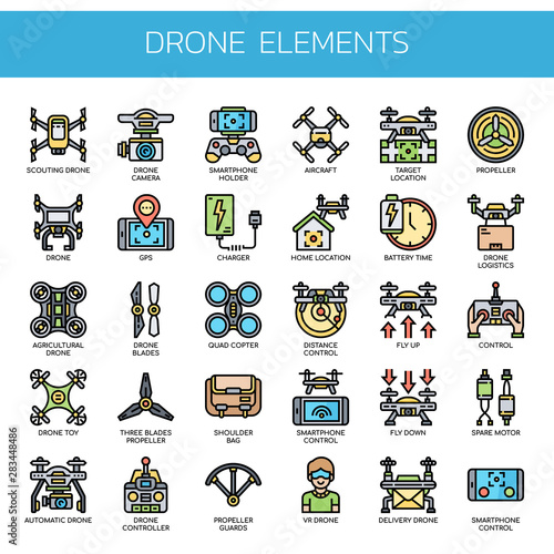 Drone elements , Thin Line and Pixel Perfect Icons