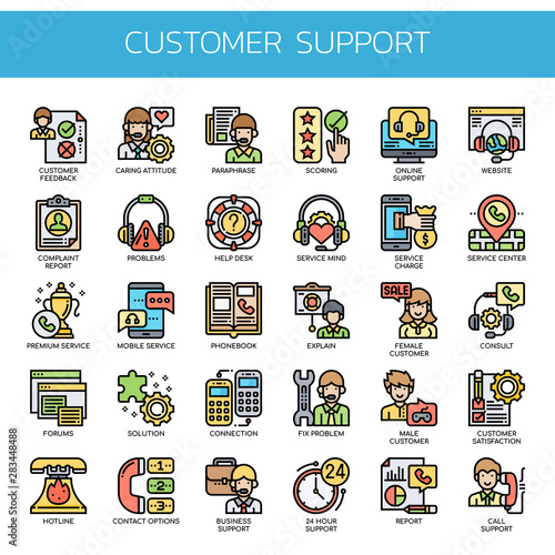 Customer Support , Thin Line and Pixel Perfect Icons