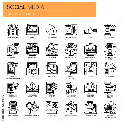 Social Media , Thin Line and Pixel Perfect Icons