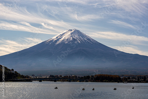 Fuji Mountain in Autumn at Lake Kawaguchiko,Yamanashi,Japan. Mount Fuji is the highest mountain in Japan.