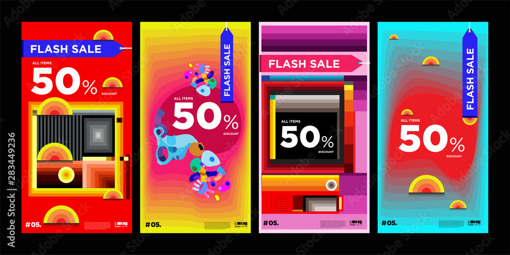 Modern geometric pattern background for digital mobile sale banners. Sale banner for social media design template, Flash sale special offer and discount set.Vector illustration.