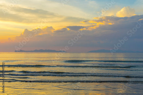 Beautiful sunset over Hat Chao Mai National Park, Trang, Thailand. 