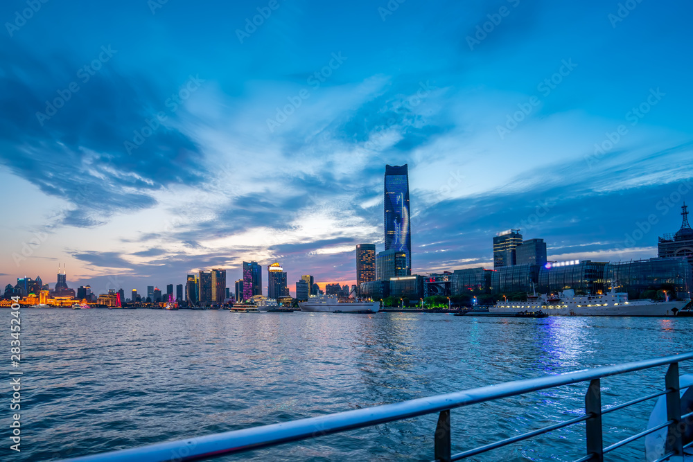 Fototapeta premium Urban Nightscape Architectural Landscape in Shanghai..