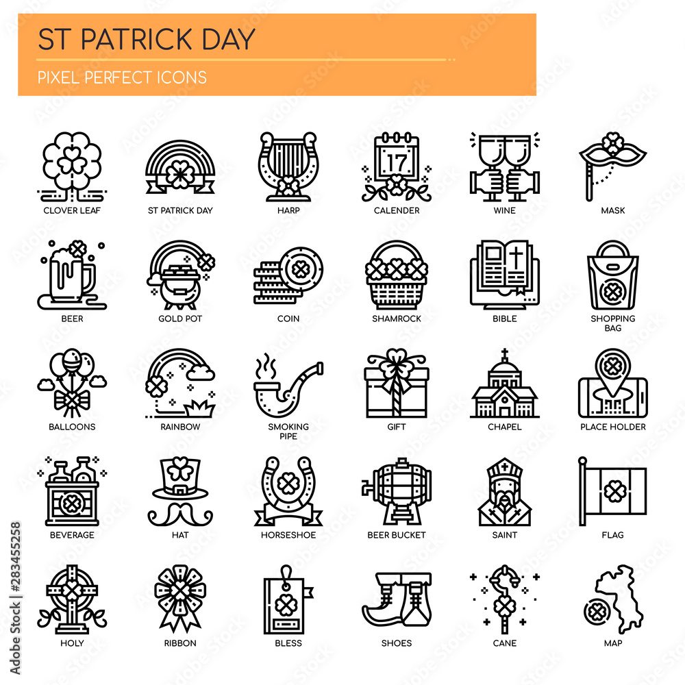 St Patrick Day , Thin Line and Pixel Perfect Icons