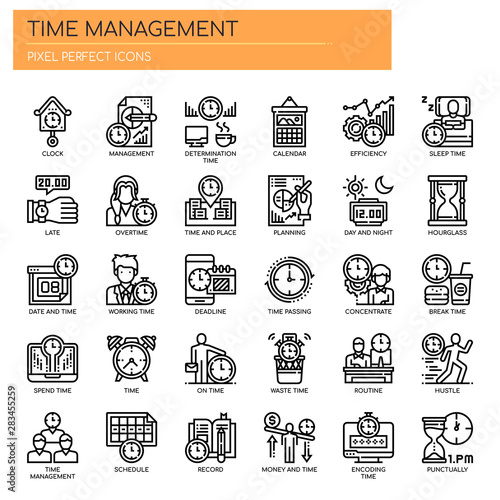 Time Management , Thin Line and Pixel Perfect Icons