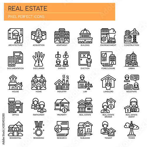 Real Estate , Thin Line and Pixel Perfect Icons