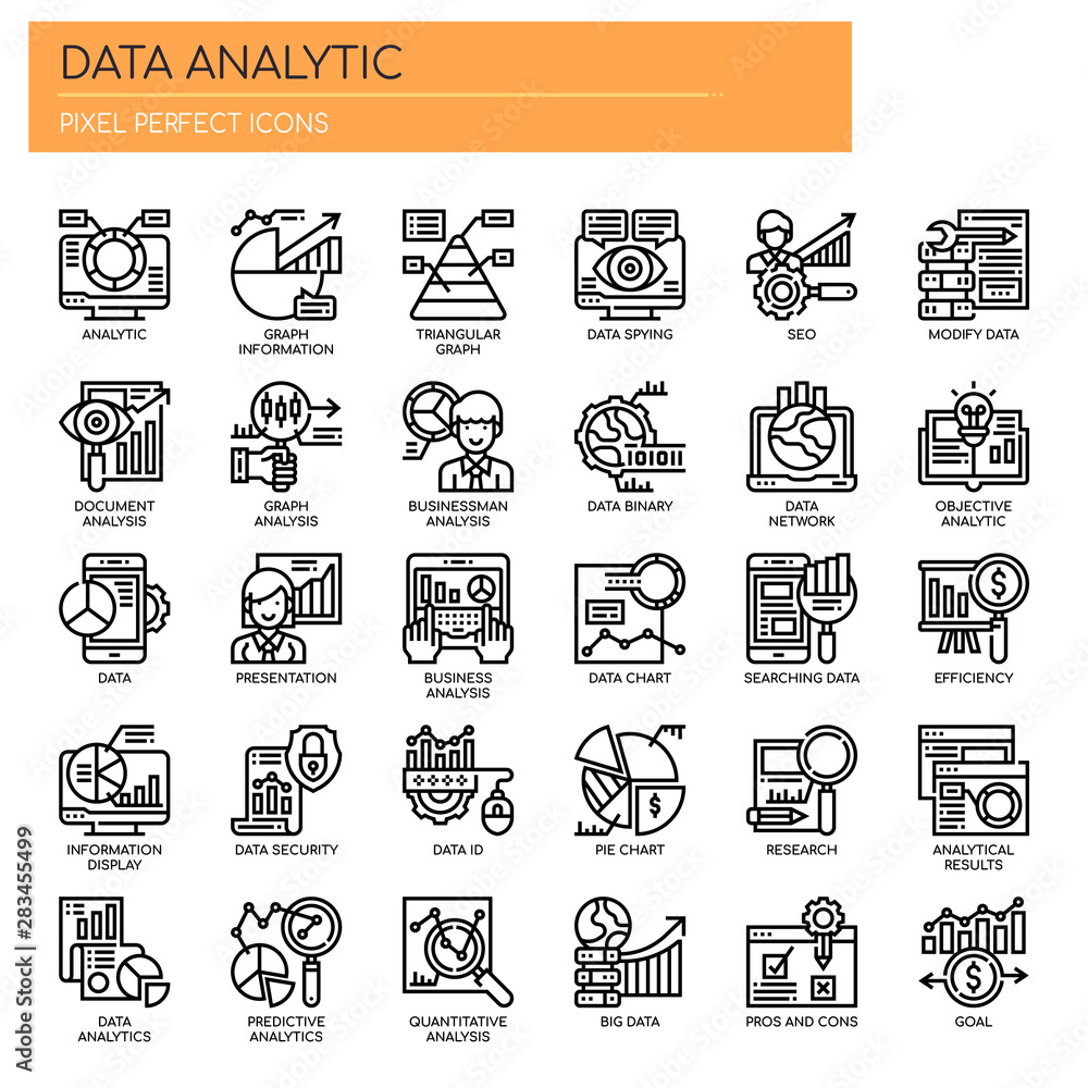 Data Analytic , Thin Line and Pixel Perfect Icons