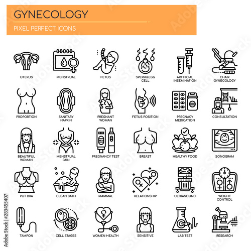 Gynecology , Thin Line and Pixel Perfect Icons