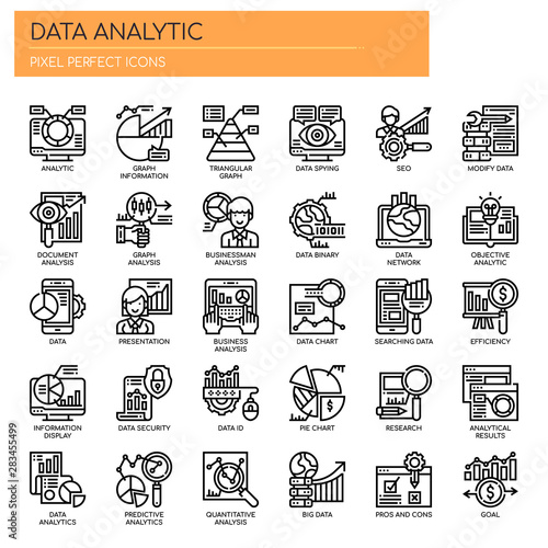 Data Analytic , Thin Line and Pixel Perfect Icons