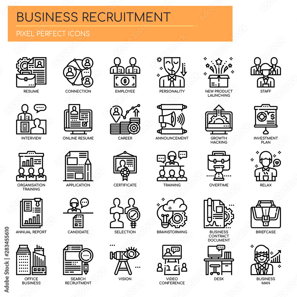 Fototapeta premium Business Recruitment , Thin Line and Pixel Perfect Icons