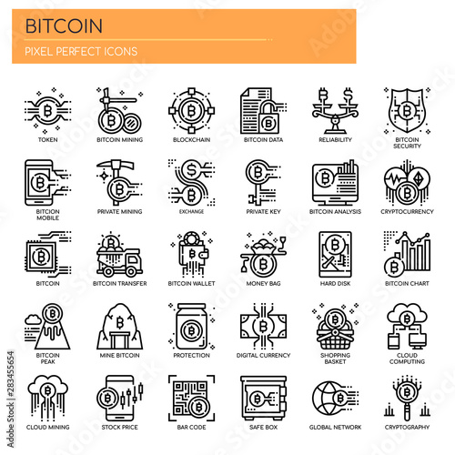 Bitcoin Elements , Thin Line and Pixel Perfect Icons