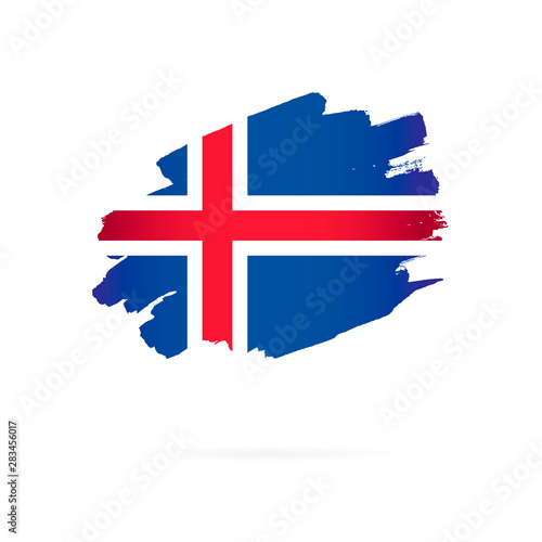 Flag of Iceland. Vector illustration. Brush strokes