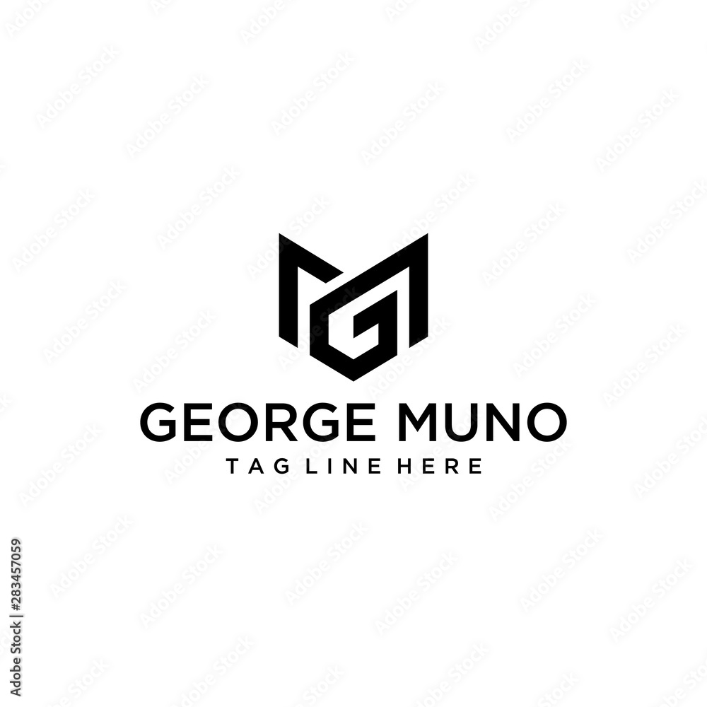 Illustration sign GM or MG in the form of geometric and minimalist logo design