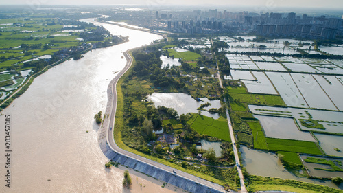 Aerial photo of rural scenery after early autumn rain in xuancheng city, anhui province, China photo