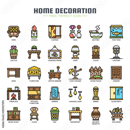 Home Decoration , Thin Line and Pixel Perfect Icons
