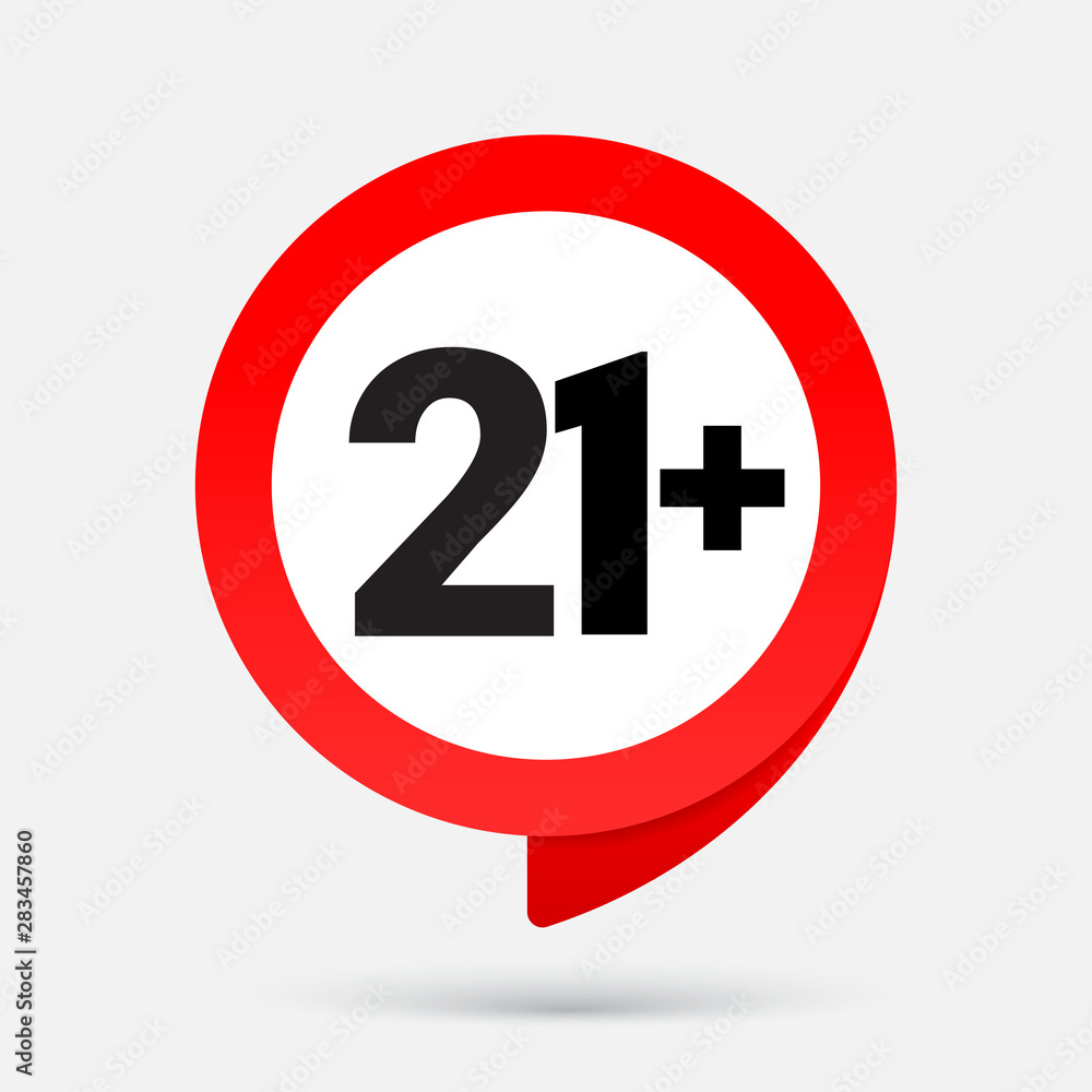 21 Icon isolated on gray background. Age restriction sign. twenty one plus symbol, UI. Vector illustration 21 Icon isolated on gray background. Age restriction sign. twenty one plus symbol, UI. Vector illustration