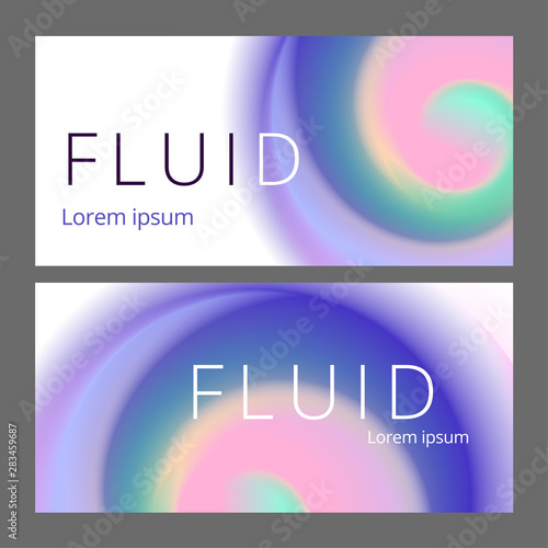 Modern abstract horisontal banners set. Cool gradient shapes composition. Futuristic design.