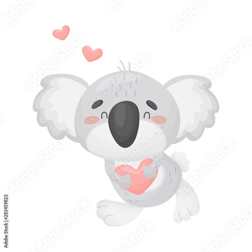 Cute koala in love. Vector illustration on white background.