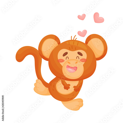 Cute monkey lover. Vector illustration on white background.