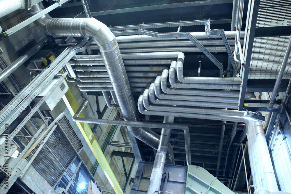 Industrial Steel pipelines, valves, cables and walkways Industrial Steel pipelines, valves, cables and walkways