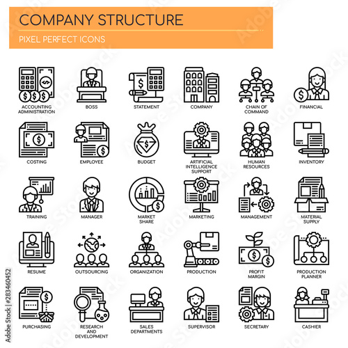 Company Structure , Thin Line and Pixel Perfect Icons