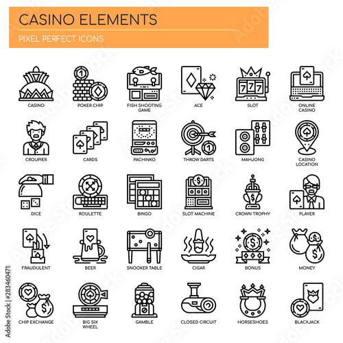 Casino Elements , Thin Line and Pixel Perfect Icons