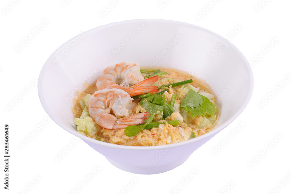 Sukiyaki,Shabu(Thai Suki) asian food in broth Mixed sea food with prawn,squid slide,eggs,vermicelli,vegetable, served with sesame & tofu mashed sauce, spicy sweet & sour a bit, on white background. Sukiyaki,Shabu(Thai Suki) asian food in broth Mixed sea food with prawn,squid slide,eggs,vermicelli,vegetable, served with sesame & tofu mashed sauce, spicy sweet & sour a bit, on white background.