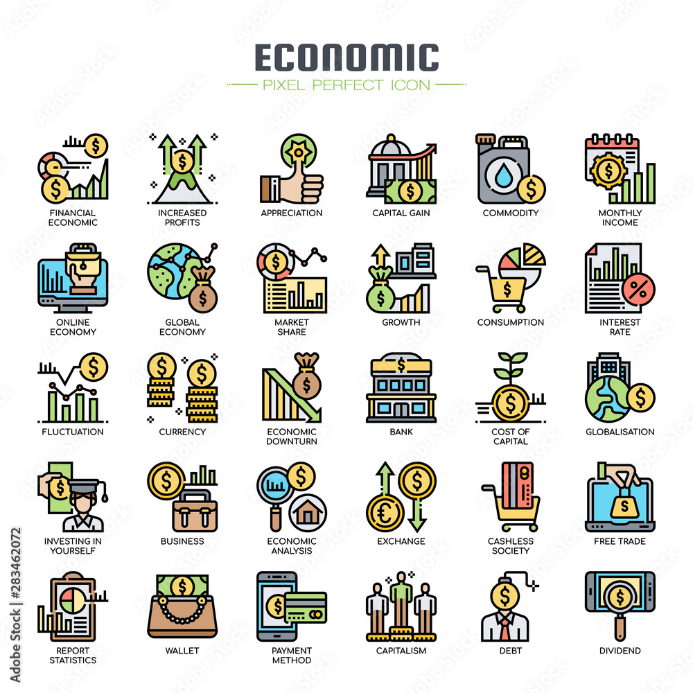 Econimic Elements , Thin Line and Pixel Perfect Icons