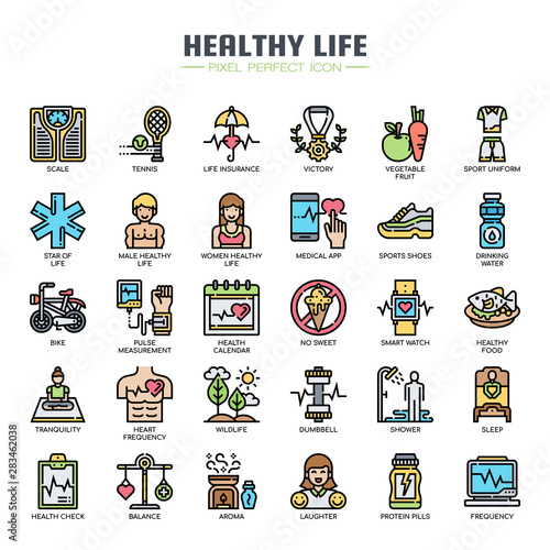 Healthy Life , Thin Line and Pixel Perfect Icons