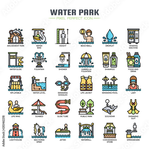 Water Park , Thin Line and Pixel Perfect Icons