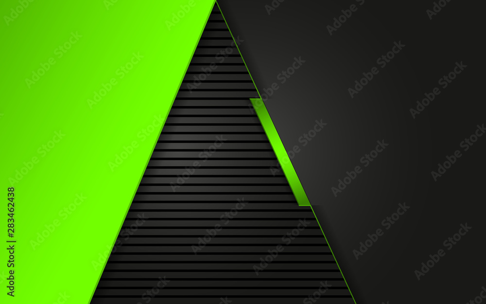 Abstract black background with green metallic technology concept texture. Dark layout steel space vector template for use element corporate banner, brochure, flyer, frame, advertising