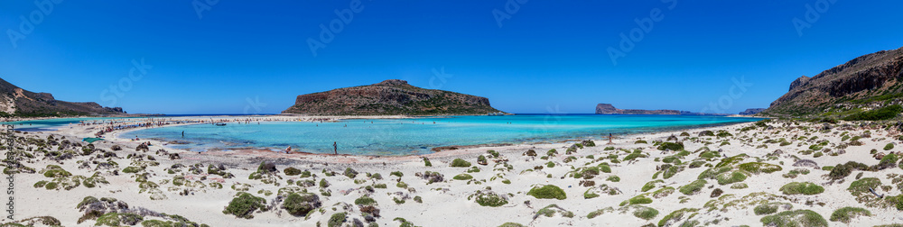 Balos lagoon on Crete island, Greece. Crystal clear water of Balos beach.