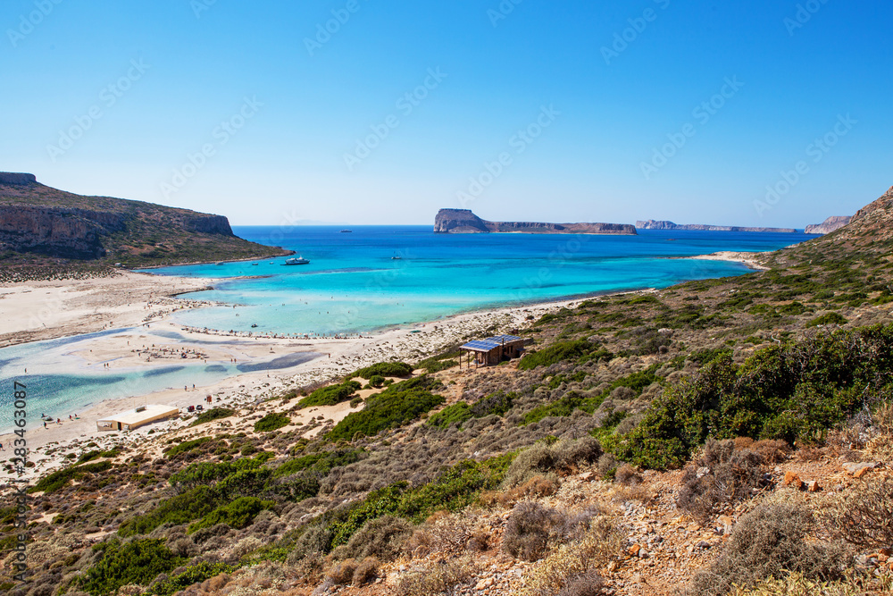Balos lagoon on Crete island, Greece. Crystal clear water of Balos beach. Balos lagoon on Crete island, Greece. Crystal clear water of Balos beach.