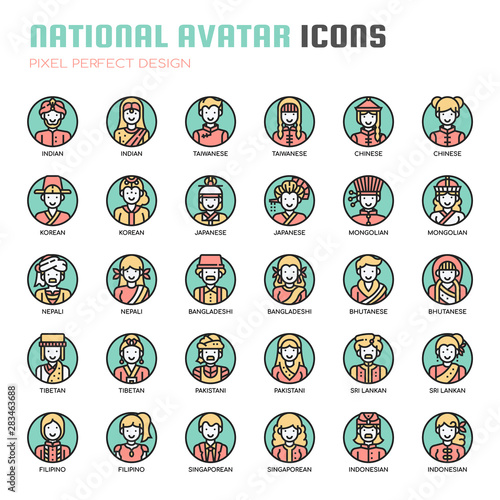 National Avatar , Thin Line and Pixel Perfect Icons