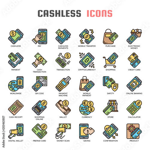 Cashless  , Thin Line and Pixel Perfect Icons